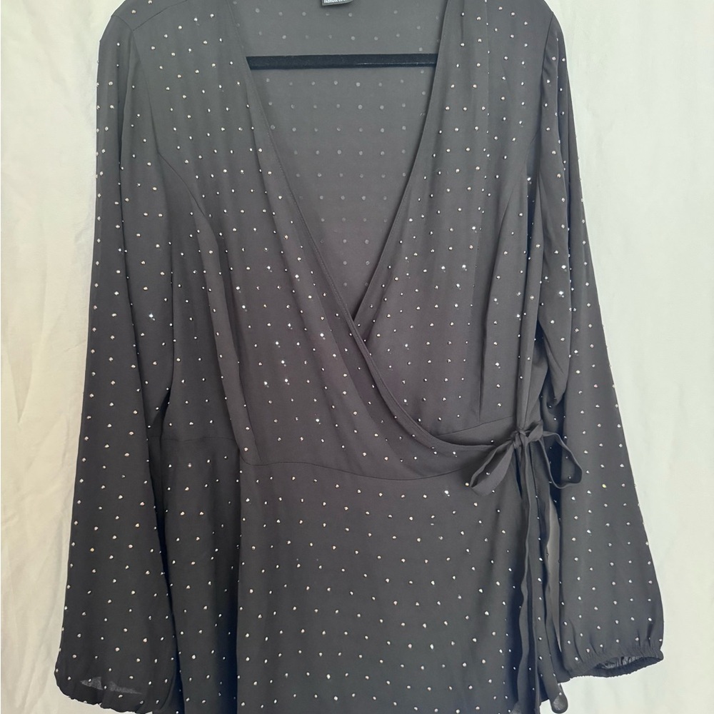 City Chic black with silver embellishment Wrap top